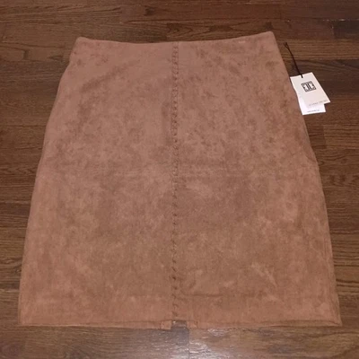 NEW Ivanka Trump Skirt Womens Size 16 Light Walnut Brown Faux Suede A-Line Midi - Image 1 of 4