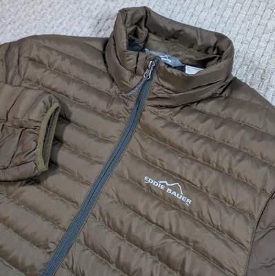 Chaqueta Eddie Bauer EB 650 Plumón Puffer Para Hombres Pequeña Cremallera Completa Marrón Invierno Calidez Foto 1 de 4