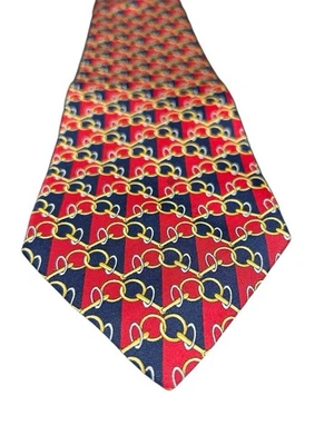 Corbata vintage Paolo Gucci 3,75x59" - azul/rojo/dorado - Italia - 100 % seda Foto 1 de 4