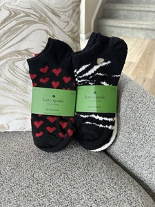 New! Kate Spade New York 2 Pack of 3 (6 Pair) No Show Socks Black Hearts ❤️🖤 - Picture 1 of 6
