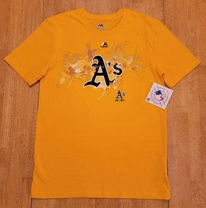 Oakland Athletics A's T-Shirt Youth Large Short Sleeve Yellow NEW Majestic - Picture 1 of 11
