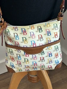Dooney & Bourke Rainbow 1975 Signature Logo Crossbody Bag Purse Multicolor - Picture 1 of 13