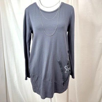 Sudadera para mujer Gitti gris carbón lentejuelas perro prt. Bolsillos informales Kawaii Foto 1 de 4