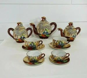 Vintage Lucky China Satuma Dragon Tea Set Teapot Gold Trim - Picture 1 of 12