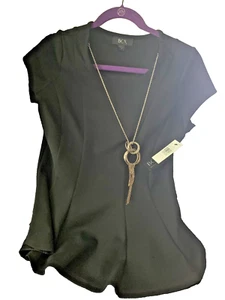 BCX Bluse, schwarz Gr. M neu mit Etikett mit schöner Kette reduziert - Bild 1 von 4