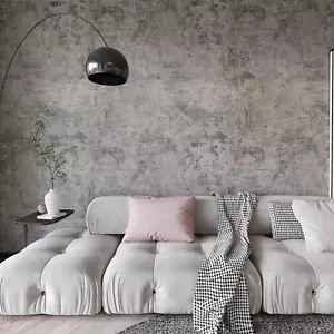 Wall Paper Peel and Stick Modern Grey Concrete Textured Wallpaper Extra Wide Ind - Picture 1 of 12