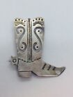 Vintage Mexican Sterling Silver Boot Spur Ornate Pin