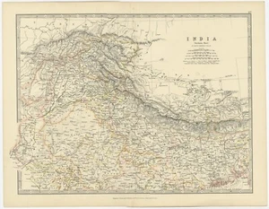 Mapa antiguo del norte de la India de Johnston (1867) - Imagen 1 de 1