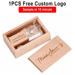 Unidad flash USB 2.0 de madera de capacidad real logotipo gratuito cristal pen drive 64 GB 32G 8G - Imagen 1 de 13