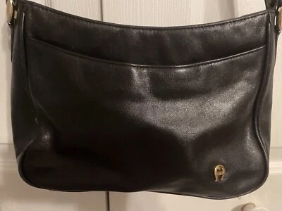 VTG Etienne Aigner Crossbody Purse Shoulder Bag Tailored Black Small Leather - Image 1 of 4