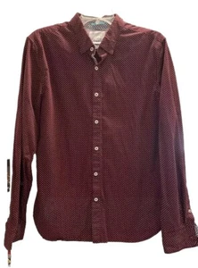 Cactus Man Ricky Singh Shirt Mens L Slim Fit Maroon White Pin Dot Long Sleeve - Picture 1 of 10