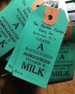 50 Vintage Dairy Bottle Hang Tags Advertisement - Marble Farms Dairy Syracuse NY - Picture 1 of 1