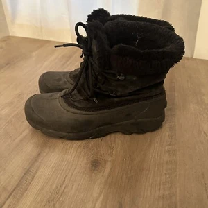 Sleep Women’s Lace Up Fur Lined Snow Angel Black Boot Size 10 - Picture 1 of 14