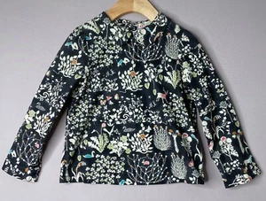 BONPOINT Girls 6 Yrs (~4-5?) Dark Gray Liberty Woodland Floral Cotton Blouse - Picture 1 of 6