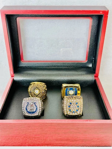 4 PCS Baltimore/Indianapolis Colts Championship Ring SET W Box, US SHIP Cover