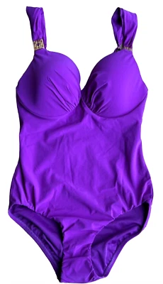 NUEVO TRAJE DE BAÑO NATORI DAHLIA PÚRPURA CON AROS BALCONETTE MAILLOT DE UNA PIEZA 6 B/C Foto 1 de 4