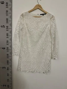 Ladies French Connection Size 10 Lace White Long Sleeve Dress - Picture 1 of 4