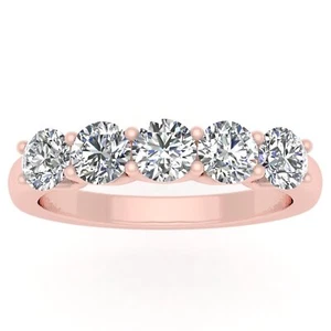 1/2 Carat TW Natural Women's Diamond Five Stone Wedding Ring Anniversary Band - Picture 1 of 4