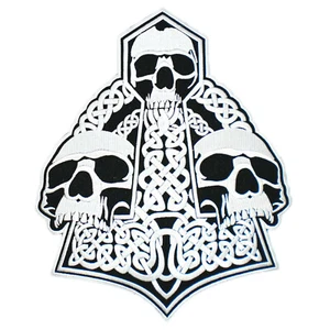 10" BIG Thor Hammer Skull Mjolnir Viking Vest Jacket Biker Back Patch Gangster - Picture 1 of 2