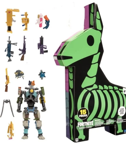 Fortnite Supply Llama 15 Pieces With Exclusive 4" Figure Back Bling Weapons NEW Cover