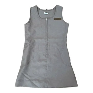 Vtg 80s 90s Official Girl Scout Brownie Uniform Dress Zipper Brown Jumper 10 USA - Picture 1 of 4