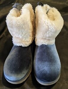 EUC Arizona "Itsy" Blue and White Fur Women's Winter Boots Size 8.5 M