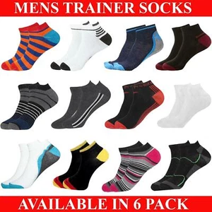 Trainer Socks Mens Cotton Ankle Liner Invisible Low Cut Sports 6 Pairs Size 6-11 - Picture 1 of 43