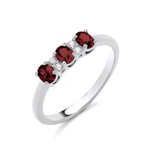 Sterling Silver 925 simulated RUBY & Cz 3 Stone Promise Ring size K to S - Picture 1 of 6