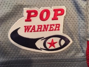 pop warner patch football patch 3.25" wide iron-on heat seal  backing popwarner  - Picture 1 of 6