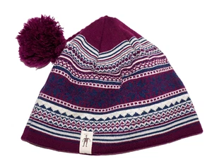 SMARTWOOL Magenta & Deep Blue 100% Merino Wool Knit Beanie Hat ONE SIZE - Picture 1 of 8