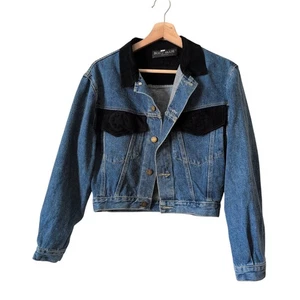 Chaqueta vaquera recortada vintage años 80 para mujer pequeña, hecha en EE. UU. Trucker Western - Imagen 1 de 10