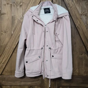 Abrigo Chaqueta Louise Paris Rosa Sherpa Forrado con Capucha Para Mujer XL Piel Sintética Cremallera - Imagen 1 de 6