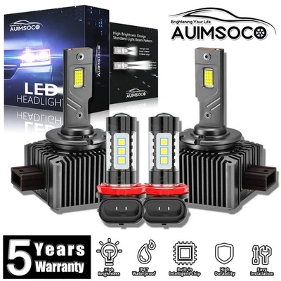 For Kia Optima 2011-2015 Sedan 4-Door D1S H11 LED Headlight Hi/Lo Fog Beam Bulbs - Image 1 of 4