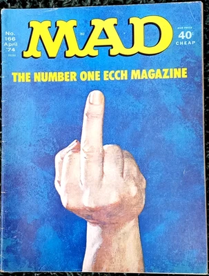 MAD Magazine #166 April 1974! FINE 6.0! TIGHT! BANNED FINGER ISSUE! $0.99 Start! - Image 1 of 4