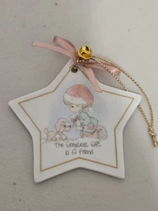 Precious Moments Vtg 1988 Christmas Star Ornament "Greatest Gift Is A Friend" - Picture 1 of 5