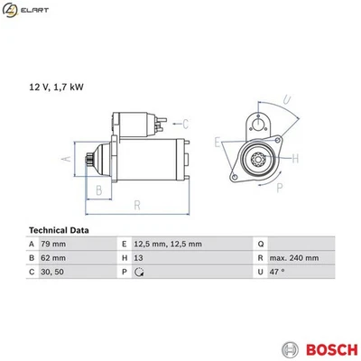 STARTER 0 986 025 150 FOR SKODA VW CC/PASSAT/SEDAN/GRANDE FUSCA GOLF/PLUS/Van - Image 1 of 4
