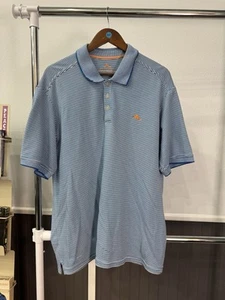 Tommy Bahama Mens XL Polo Shirt Supima Cotton Blue Short Sleeve Striped Logo - Picture 1 of 10