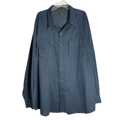 Northwest Territory Mens Long Sleeve Button Up Shirt Size 4XL Navy Pockets - Image 1 of 4