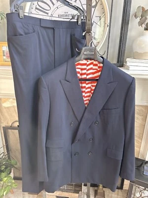 FIORAVANTI men's Bespoke double breasted suit - solid black - 42L - Image 1 of 4