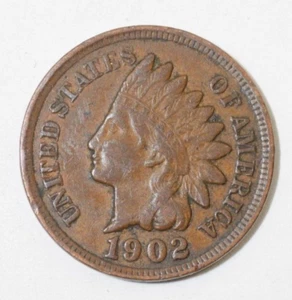 Indian Head Penny von 1902, Münze ist ein sehr schöner kleiner Cent (8+ Artikel versandkostenfrei) - Bild 1 von 2