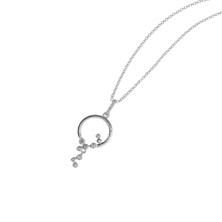 collana argento 925 rodiato anallergico bluamante zircone cerchio con punto luce - Immagine 1 di 1