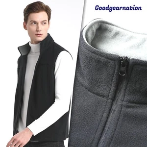 Unisex Polar Fleece Vest Soft Silky Med Weight Sleeveless Coat Modern Fit - Picture 1 of 20