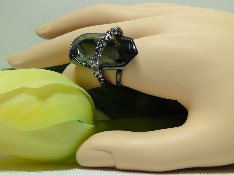 Anillo doblete de cuarzo y hematita en órbita Alexis Bittar Miss Havisham. Talla 6.*NUEVO* Foto 1 de 4