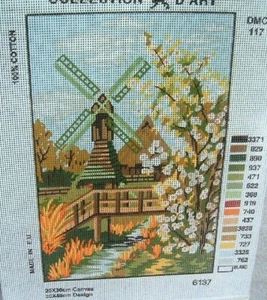 Needlepoint Canvas: Windmill in Spring - Picture 1 of 1
