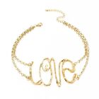 Letter Metal Choker Necklace For Women Retro Punk Multilayered Gold Silver Chain