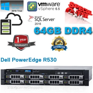 Dell PowerEdge R530 E5-2650v4 2.20Ghz 12-Cores 64GB DDR4 H730 4x DELL CADDY 3.5" - Picture 1 of 12