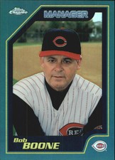 2001 Topps Chrome Traded Retrofractors Reds Baseball Card #T145 Bob Boone MG