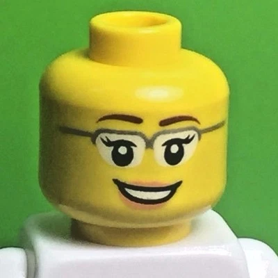LEGO MINIFIGURA CABEZA MUJER PLATA GAFAS MARRÓN CEJAS ROSA LABIOS AUTÉNTICO NUEVO Foto 1 de 4