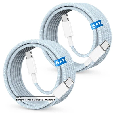 Original iPhone 16 15 Pro Max USB-C Fast Charger Type C Charging Cord 6ft 2 PACK - Image 1 of 4