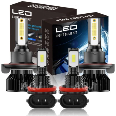 For Nissan Sentra 2004-2010 4pcs 6000K LED Headlight Hi/Lo + Fog Light Bulbs Kit — 第 1/4 张图片